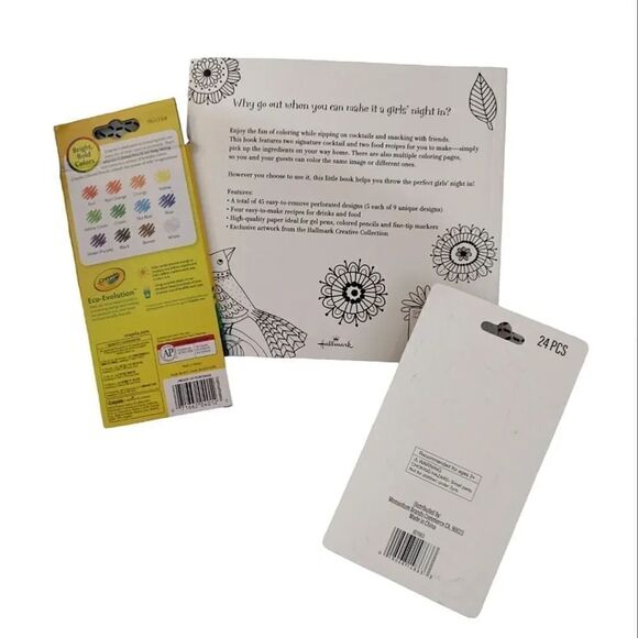 Hallmark Adult Coloring & Cocktails Book with Colored Pencils and Erasers Lot - Picture 9 of 11